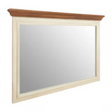 Virginia Wall Mirror, Fir Wood Veneer, Mirrored Glass, Paulownia Wood, Cream