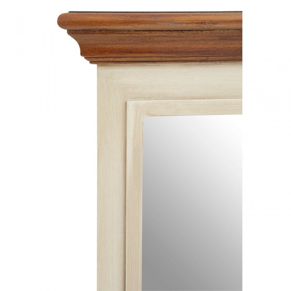 Virginia Wall Mirror, Fir Wood Veneer, Mirrored Glass, Paulownia Wood, Cream