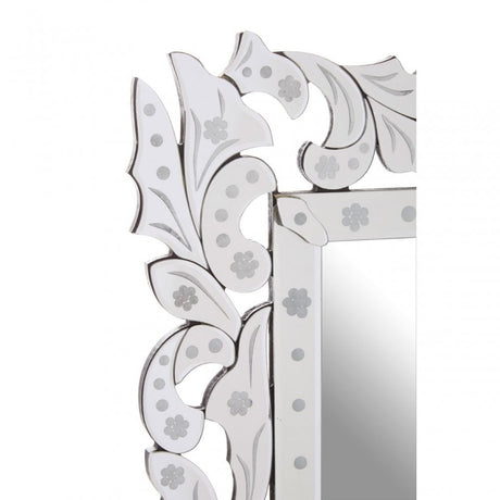 Geonna Wall Mirror, Crystal Mirror, Silver