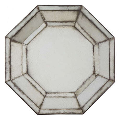 Rizzar 3D Hexagonal Wall Mirror, Glass, Plywood, Black