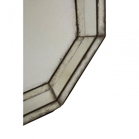 Rizzar 3D Hexagonal Wall Mirror, Glass, Plywood, Black