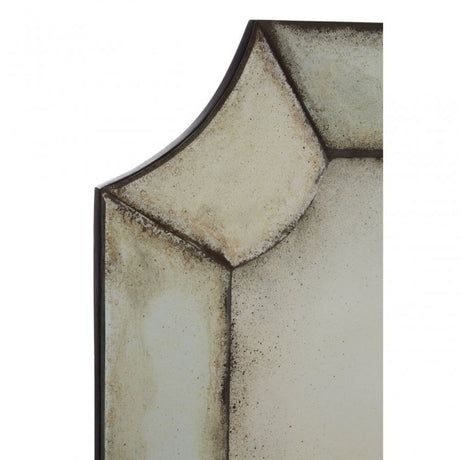 Rizzar Wall Mirror with Curved Corners, Glass, Plywood, Black