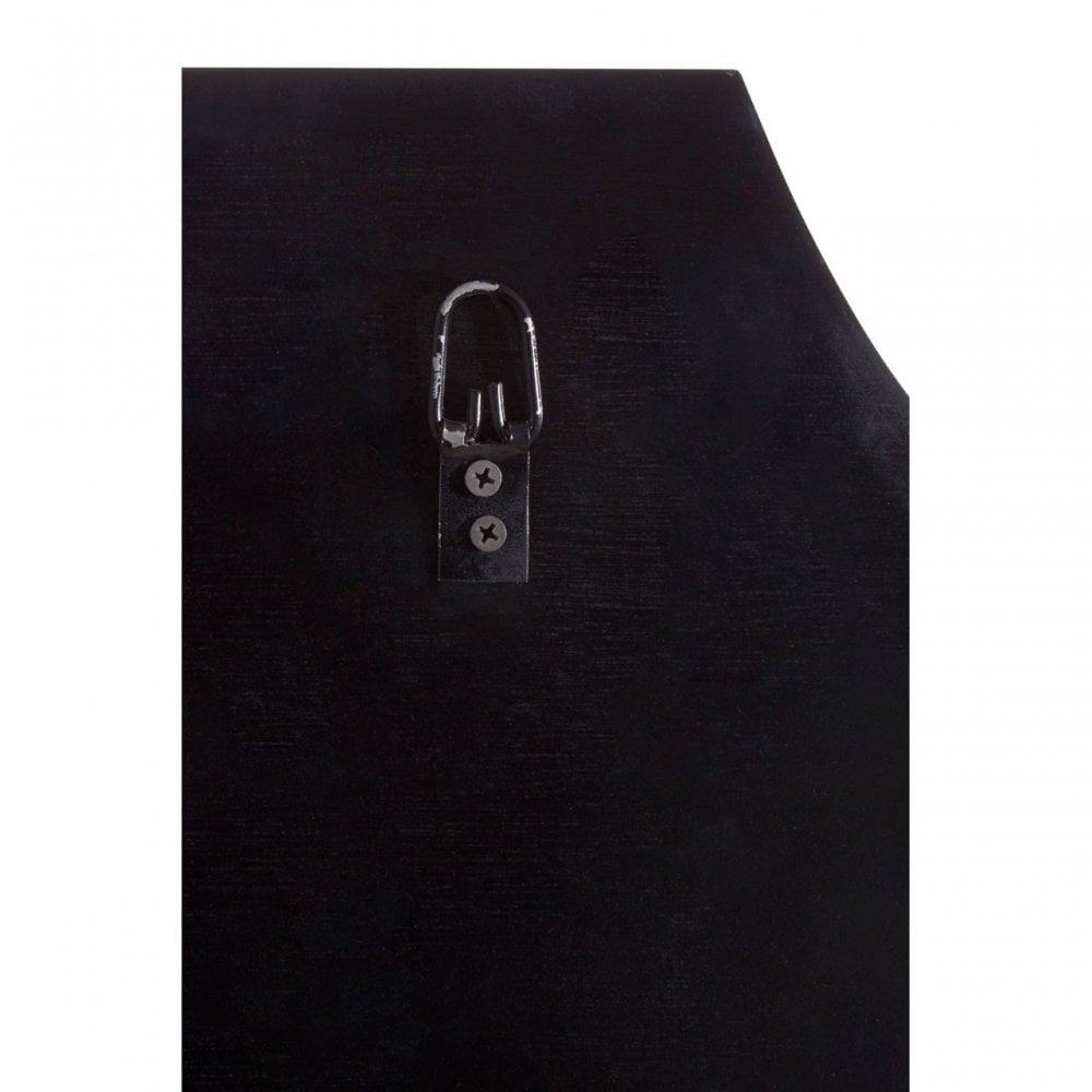 Rizzar Wall Mirror with Curved Corners, Glass, Plywood, Black