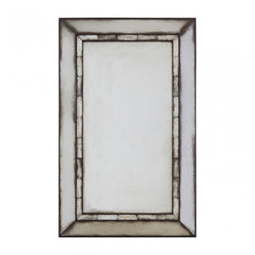 Rizzar Rectangular / Tiled Wall Mirror, Glass, Plywood, Black