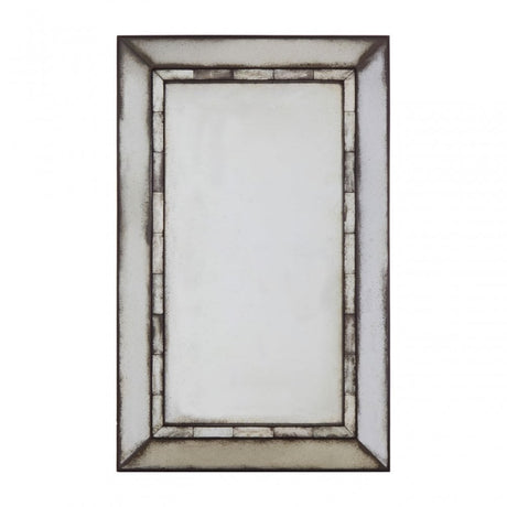 Rizzar Rectangular / Tiled Wall Mirror, Glass, Plywood, Black
