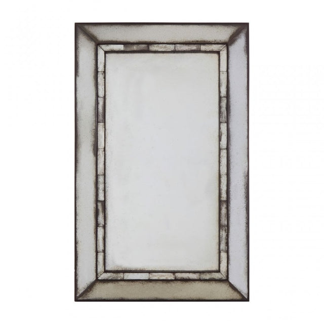 Rizzar Rectangular / Tiled Wall Mirror, Glass, Plywood, Black