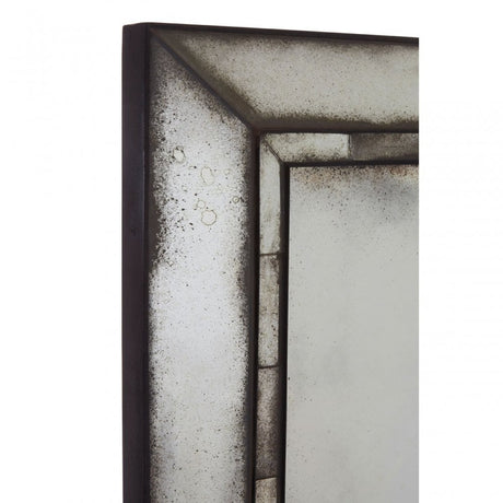 Rizzar Rectangular / Tiled Wall Mirror, Glass, Plywood, Black