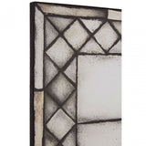 Rizzar Cross Frame Wall Mirror, Glass, Plywood, Black