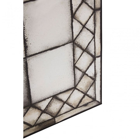 Rizzar Cross Frame Wall Mirror, Glass, Plywood, Black