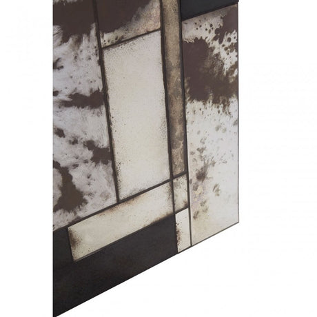 Rizzar Mosaic Asymmetric Wall Mirror, Glass, Plywood, Black