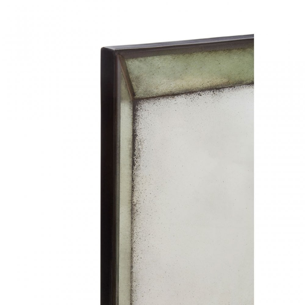 Rizzar Square Wall Mirror, Glass, Plywood, Black