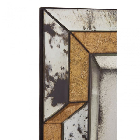 Rizzar 3D Black / Gold Finish Wall Mirror, Glass, Plywood, Gold