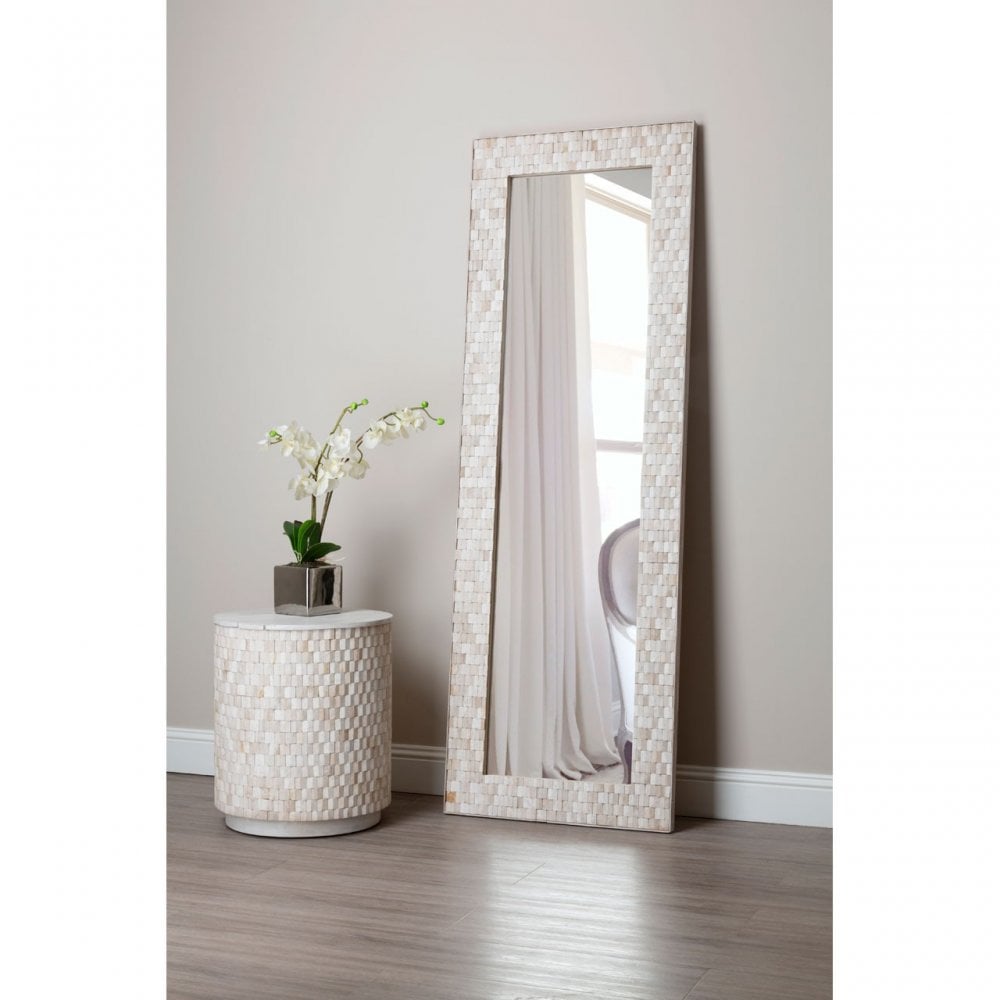 Festuel Rectangular Wall Mirror, Mirrored Glass, Teak, White