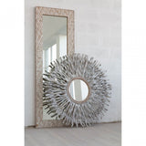Festuel Rectangular Wall Mirror, Mirrored Glass, Teak, White