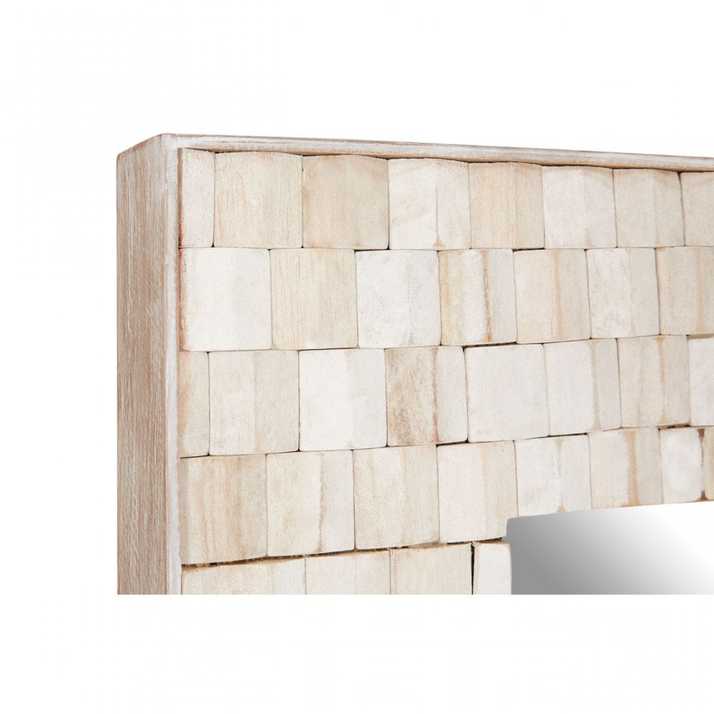 Festuel Rectangular Wall Mirror, Mirrored Glass, Teak, White