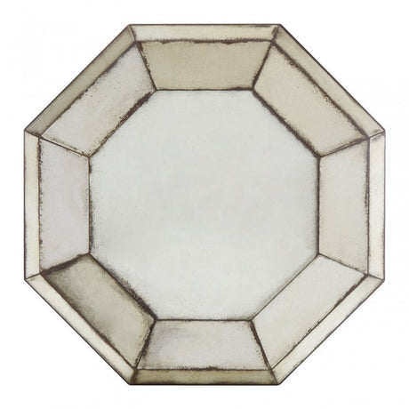 Rizzar 3D Octagonal Wall Mirror, Glass, Plywood, Black