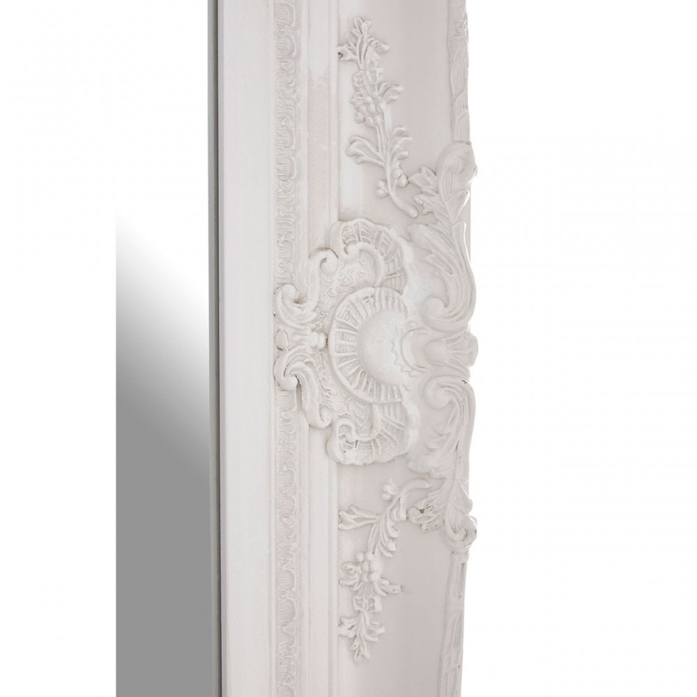 Bourbin Rectangular Antique White Wall Mirror, Mirrored Glass, Wood, White