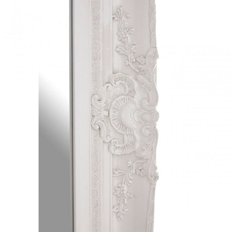 Bourbin Rectangular Antique White Wall Mirror, Mirrored Glass, Wood, White