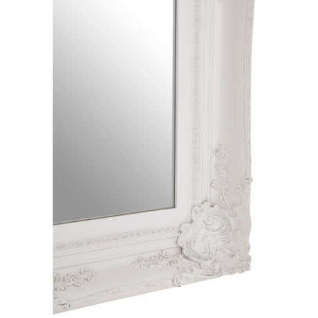 Bourbin Rectangular Antique White Wall Mirror, Mirrored Glass, Wood, White