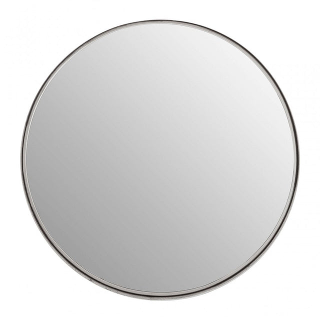 Leonov Large Round Recessed Mirror, Mirrored Glass, Stainless Steel, Silver