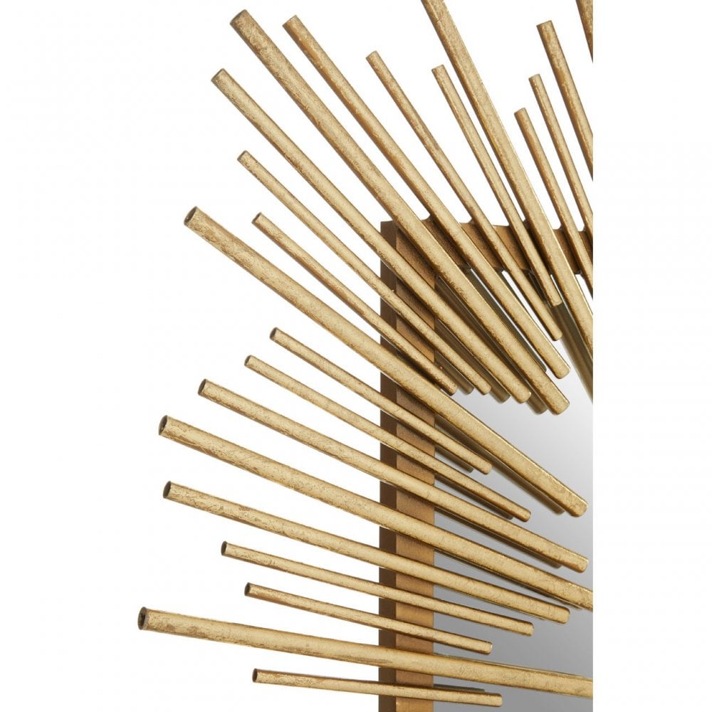 Sunray Sunburst Wall Mirror, Iron, Mirrored Glass, Gold