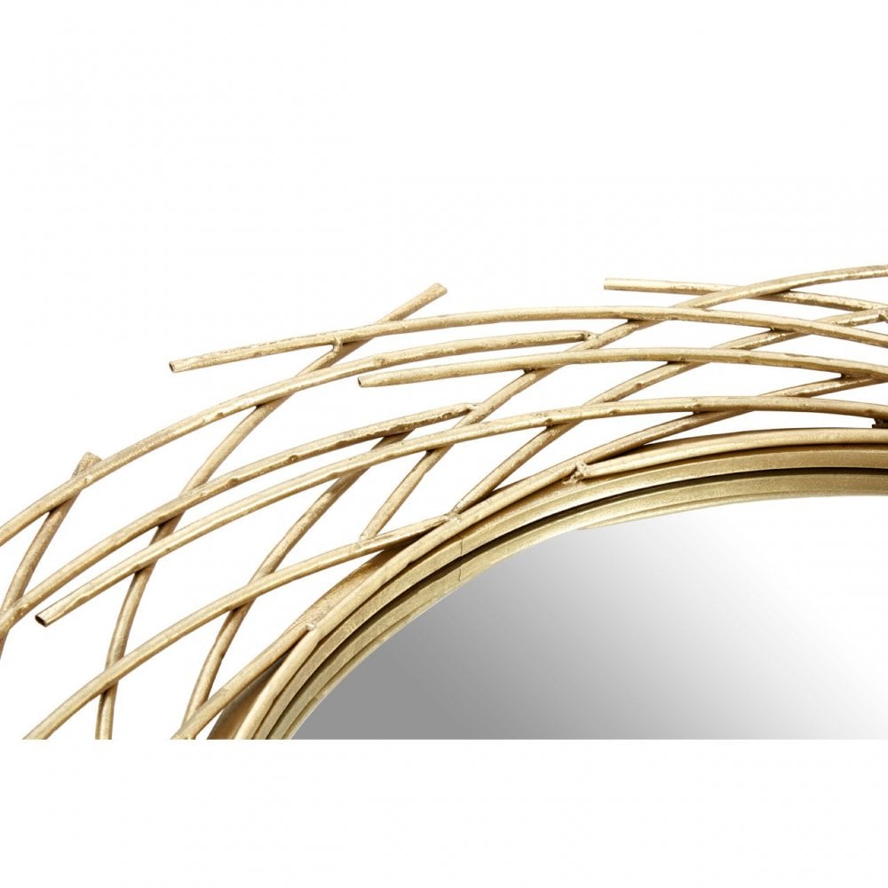 Farran Spiral Wall Mirror, Glass, Iron, Gold