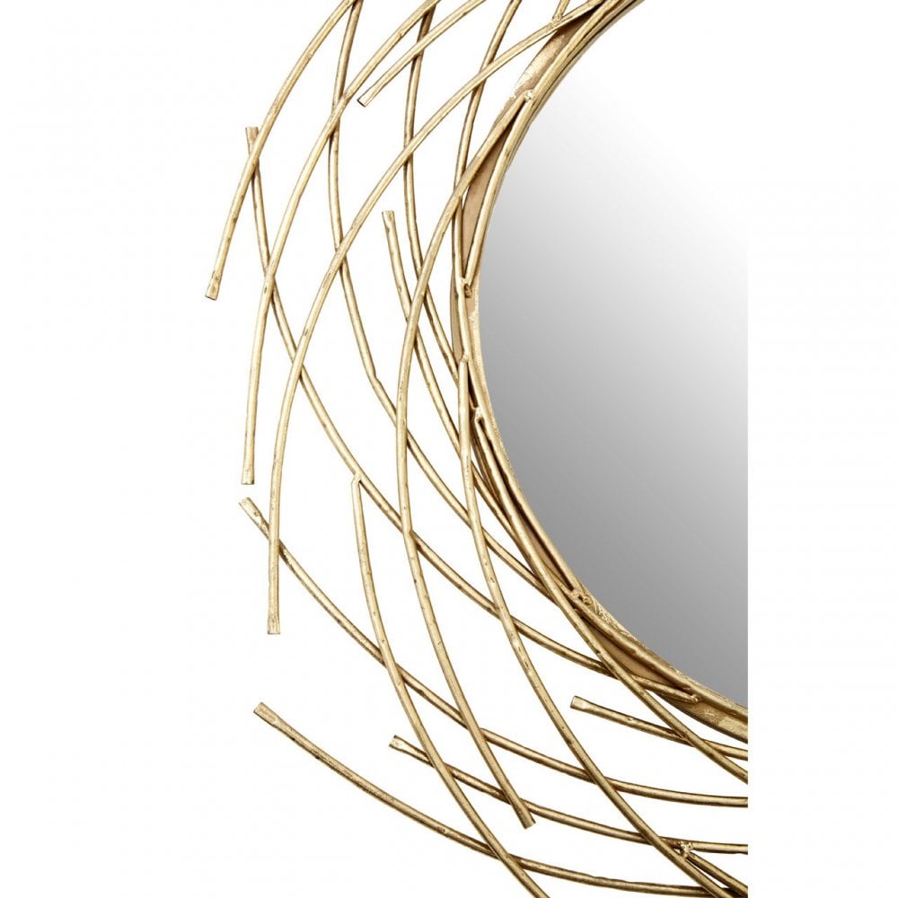 Farran Spiral Wall Mirror, Glass, Iron, Gold