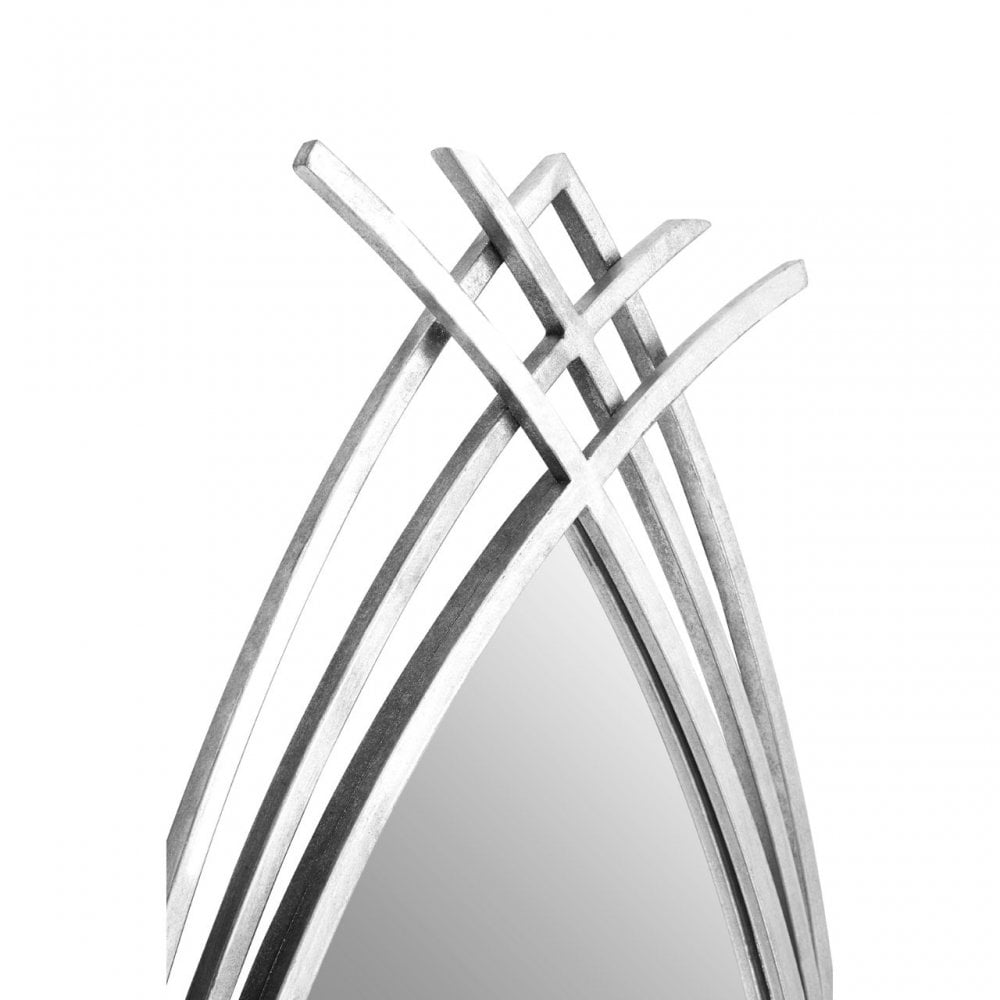 Farran Oval Wall Mirror, Glass, Iron, Silver