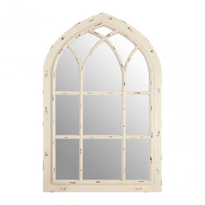 Saki Wall Mirror, Chinese Oak, Glass, Cream
