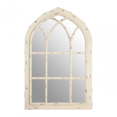 Saki Wall Mirror, Chinese Oak, Glass, Cream