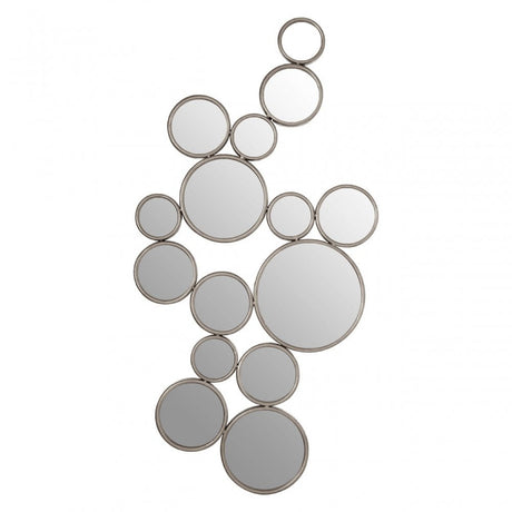 Zodiac Large Silver Multi Circle Wall Mirror, Mirrored Glass, Silver