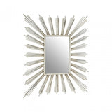 Zodiac Sunburst Design Wall Mirror, Mirrored Glass, Silver