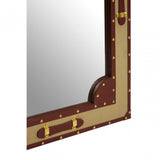 Columbus Canvas / Leather Trim Wall Mirror, Canvas, Mirrored Glass, Gold