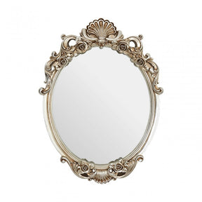 Champagne Finish Rose and Clam Wall Mirror, Mirrored Glass, Gold