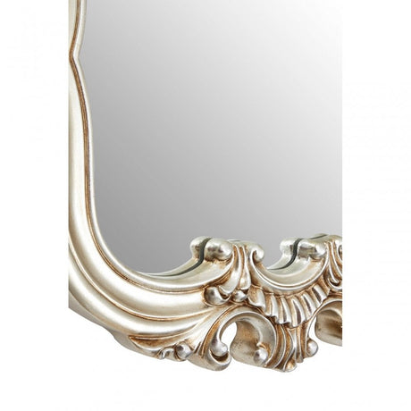 Champagne Finish Rose Crest Wall Mirror, Mirrored Glass, Gold