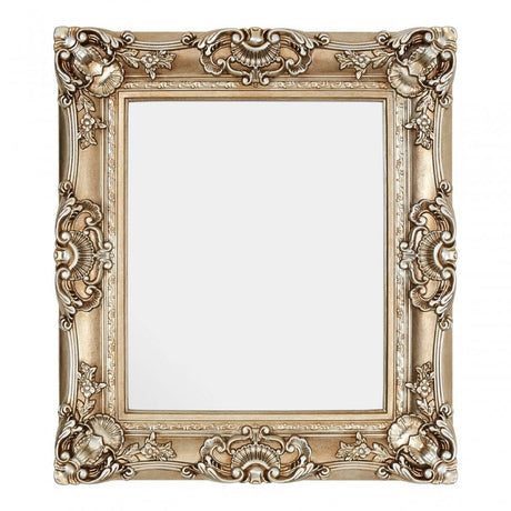 LaMon LaMon Marseille Champagne Finish Square Ornate Wall Mirror, Mirrored Glass, Gold