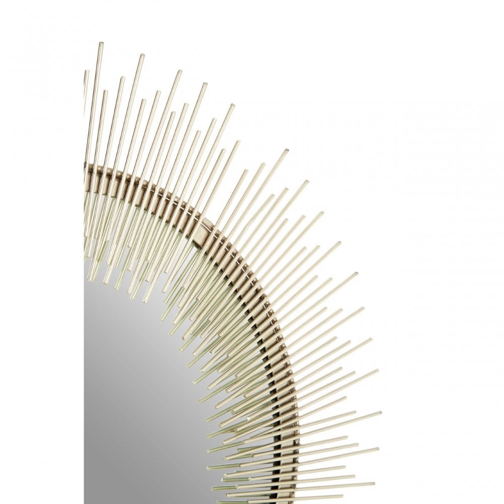 Hamish Spoke Pewtar Finish Wall Mirror, Iron, Mirrored Glass, Silver