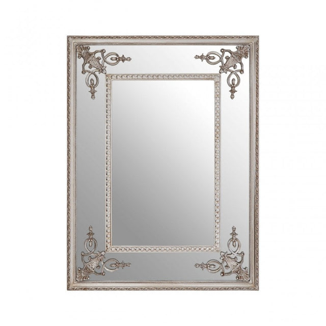 LaMon LaMon Marseille Champagne Bead Frame Wall Mirror, Fibreglass, Mirrored Glass, Silver