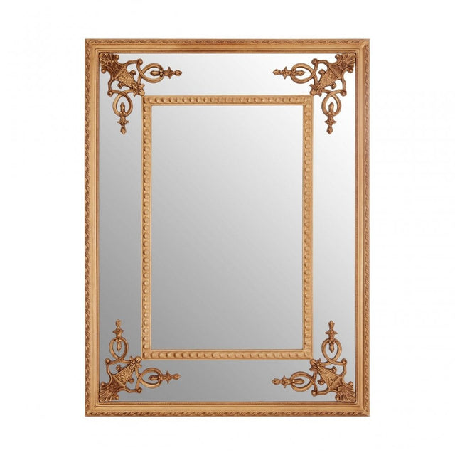LaMon LaMon Marseille Gold Motifs Frame Wall Mirror, Fibreglass, Mirrored Glass, Gold