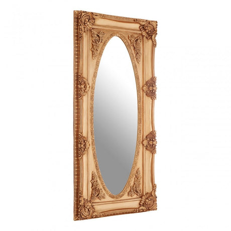 LaMon LaMon Marseille Gold Finish Oval Border Wall Mirror, Fibreglass, Mirrored Glass, Gold