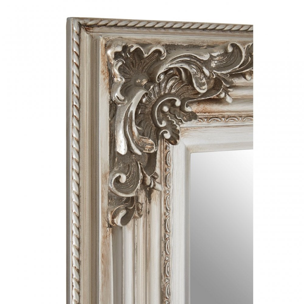 Bourbin Rectangle Silver Wall Mirror, Mirrored Glass, Resin, Silver