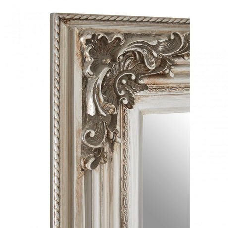 Bourbin Rectangle Silver Wall Mirror, Mirrored Glass, Resin, Silver