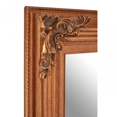 Bourbin Rectangle Gold Wall Mirror, Mirrored Glass, Resin, Gold