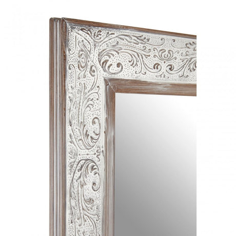 Antique Silver Rectangular Wall Mirror, Wood, Mirrored Glass, Silver