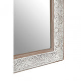 Antique Silver Rectangular Wall Mirror, Wood, Mirrored Glass, Silver