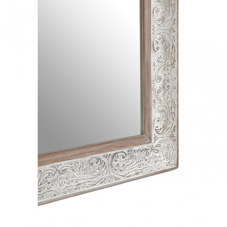 Antique Silver Rectangular Wall Mirror, Wood, Mirrored Glass, Silver