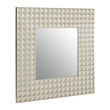 Champagne Finish 3D Geometric Wall Mirror, Mirrored Glass, Champagne