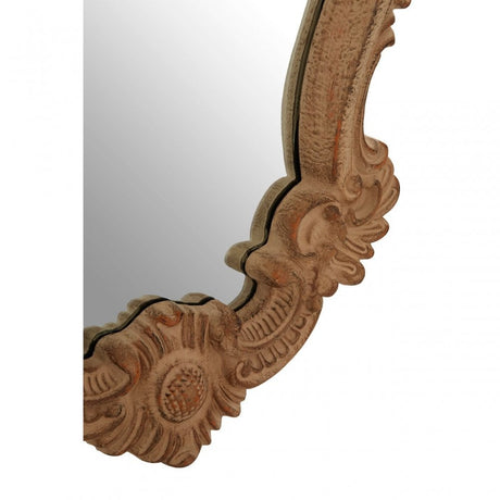 Antique Brown Rococo Design Wall Mirror, Mirrored Glass, Brown