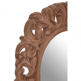 Antique Brown Arc Leaf Wall Mirror, Mirrored Glass, Brown