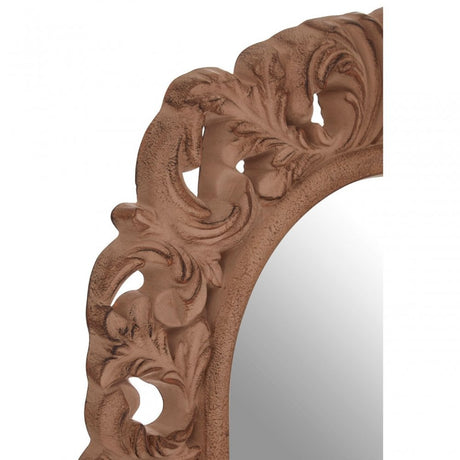 Antique Brown Arc Leaf Wall Mirror, Mirrored Glass, Brown
